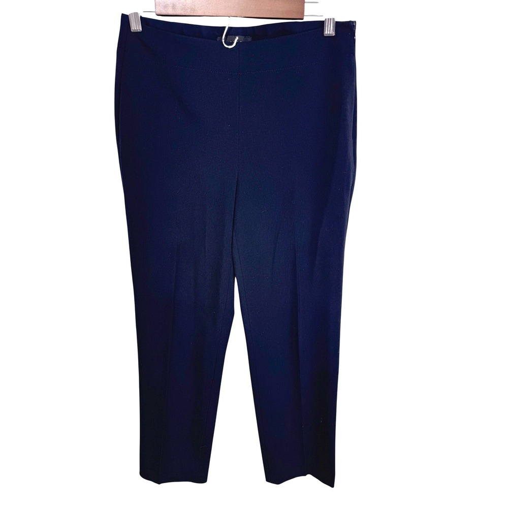 Talbots Size 2 Navy Blue Dress Pants Women's Side Zip‎ Ankle Trousers